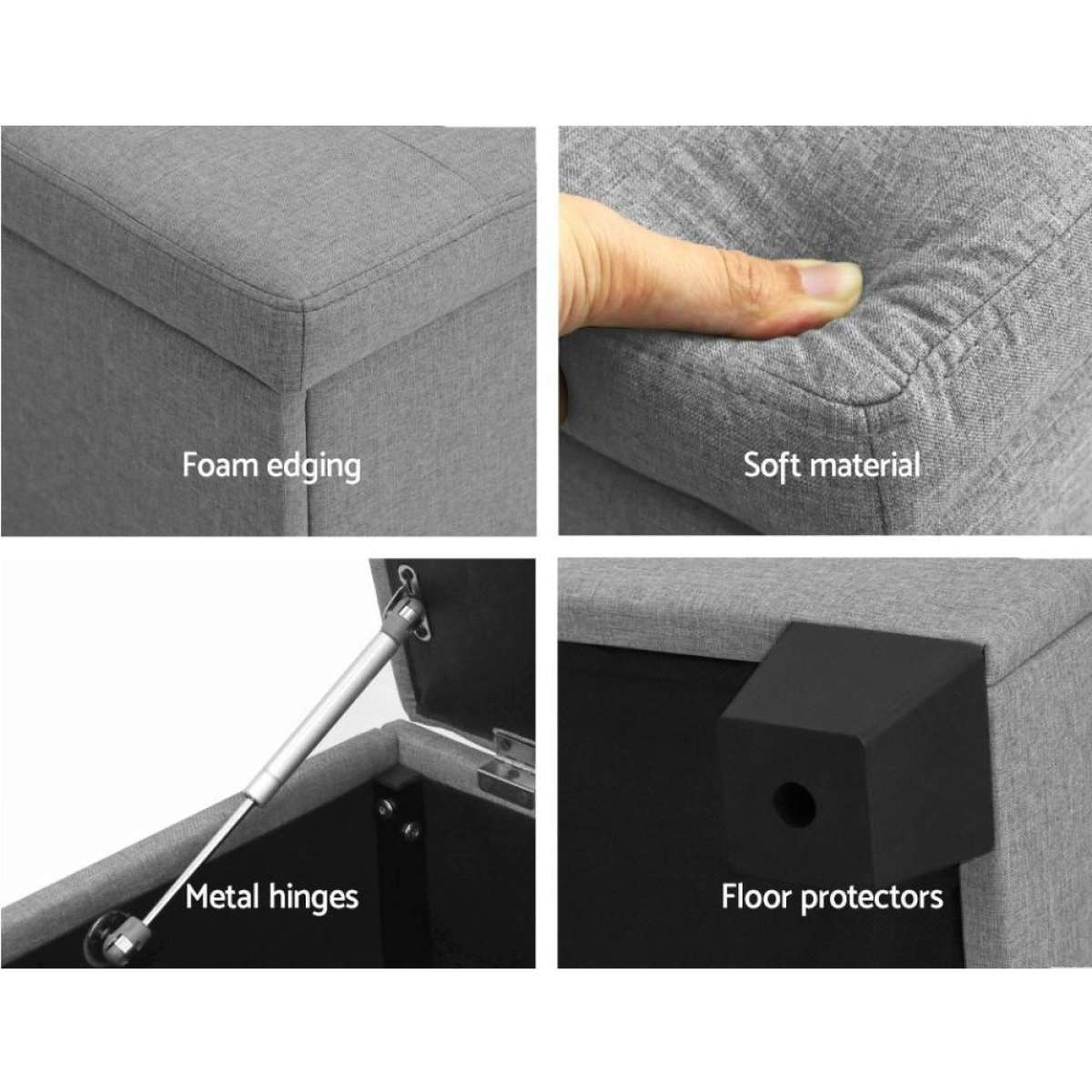 Artiss Storage Ottoman Blanket Box 97cm Linen Light Grey Woolworths