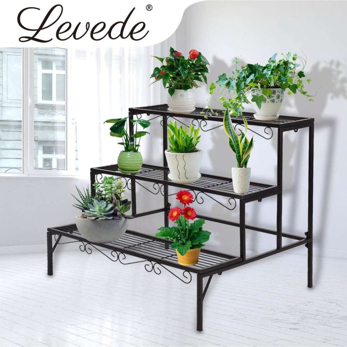 Levede 2x Plant Stands Outdoor Indoor Garden Metal 3 Tier Planter
