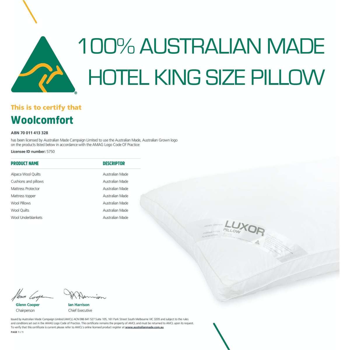 Luxor Australian Made Hotel King Size Pillow with 4cm Wall Four Pack