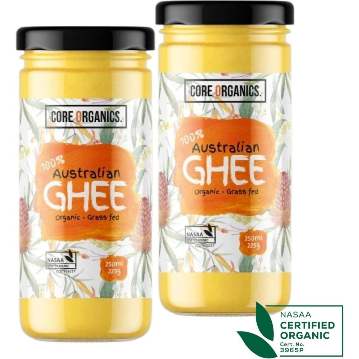 Core Organics Certified Organic Australian Ghee 250ml Per Jar x 2 jars