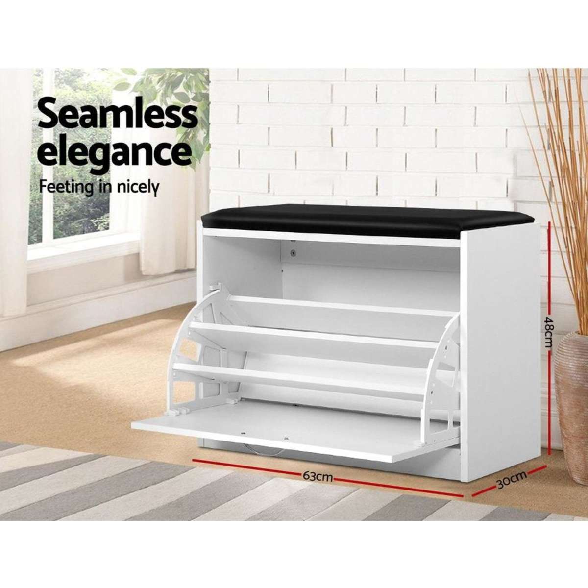Artiss Shoe Bench Shoes Storage Rack Organiser Drawer White 15