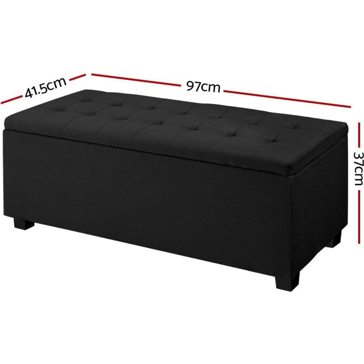 Artiss Storage Ottoman Blanket Box 97cm Linen Black Woolworths