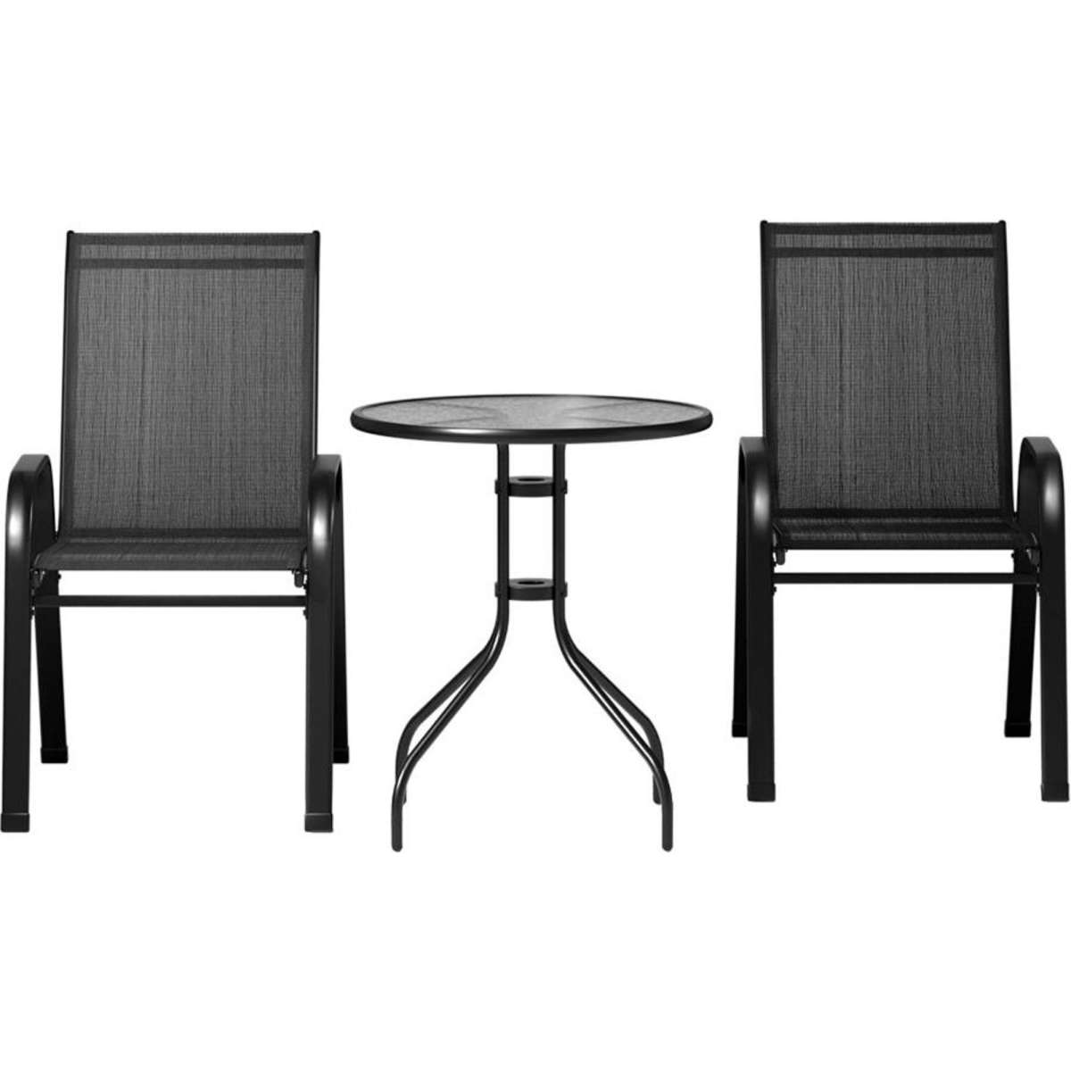 Gardeon 3PC Bistro Set Outdoor Table and Chairs Stackable Outdoor