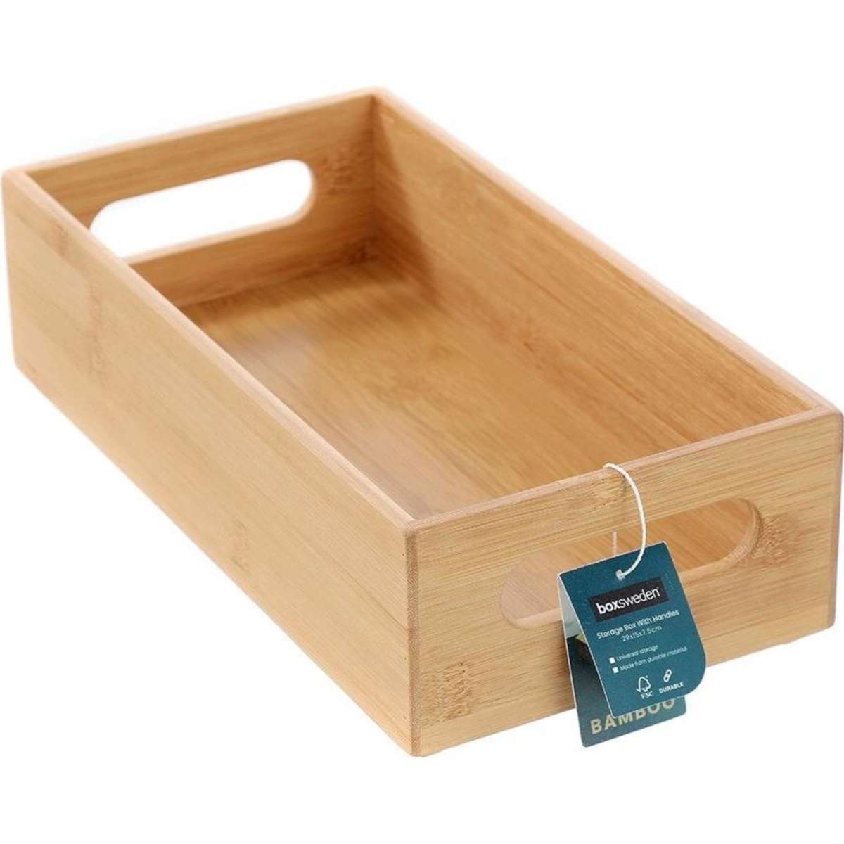 Boxsweden Bamboo Storage Box w/ Handles 29x15cm | Woolworths