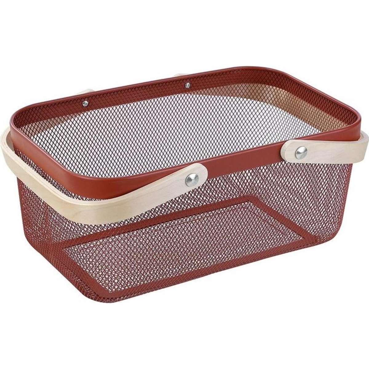 Boxsweden Mesh Basket Storage w/ Birch Wood Handle Assorted 40cm