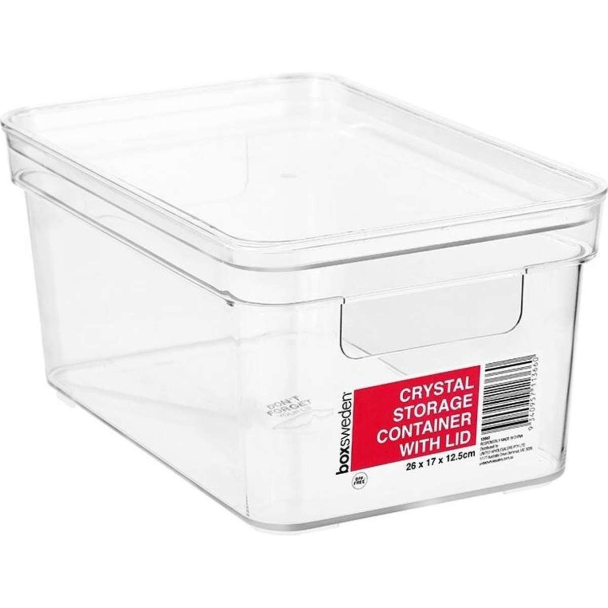 Box Sweden Crystal Storage Container w/ Lid Small Clear 26x17cm
