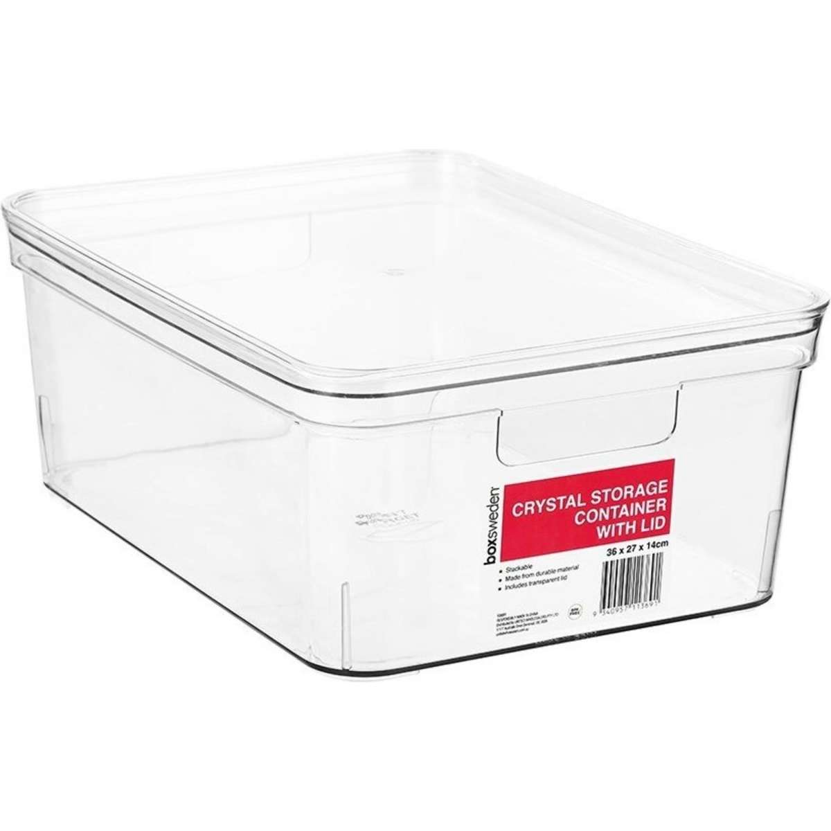 Boxsweden Crystal Storage Container w/ Lid Medium Clear 36x14cm