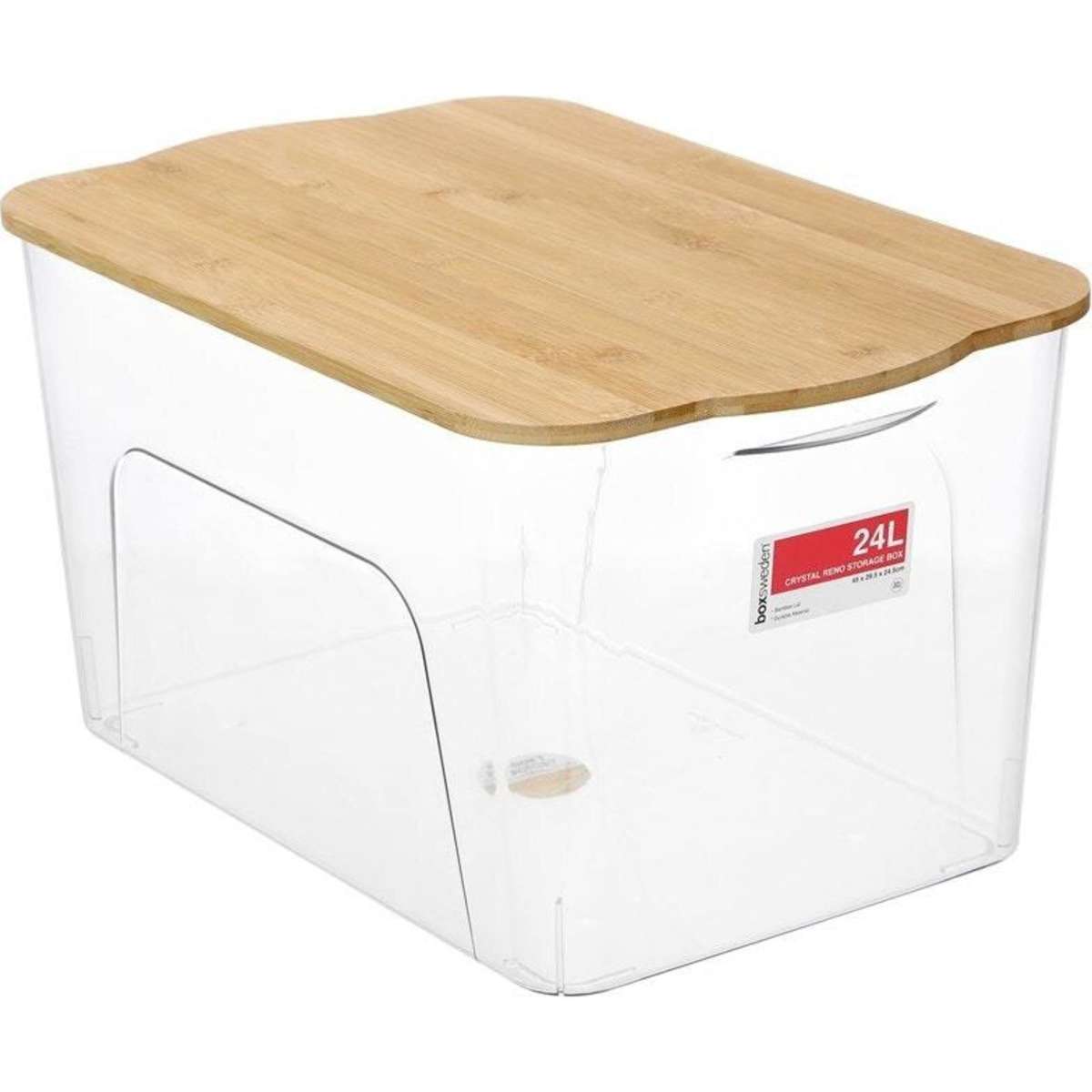 Boxsweden Crystal Reno Storage Box Bamboo Lid 24L 45X29.5X24.5Cm Woolworths