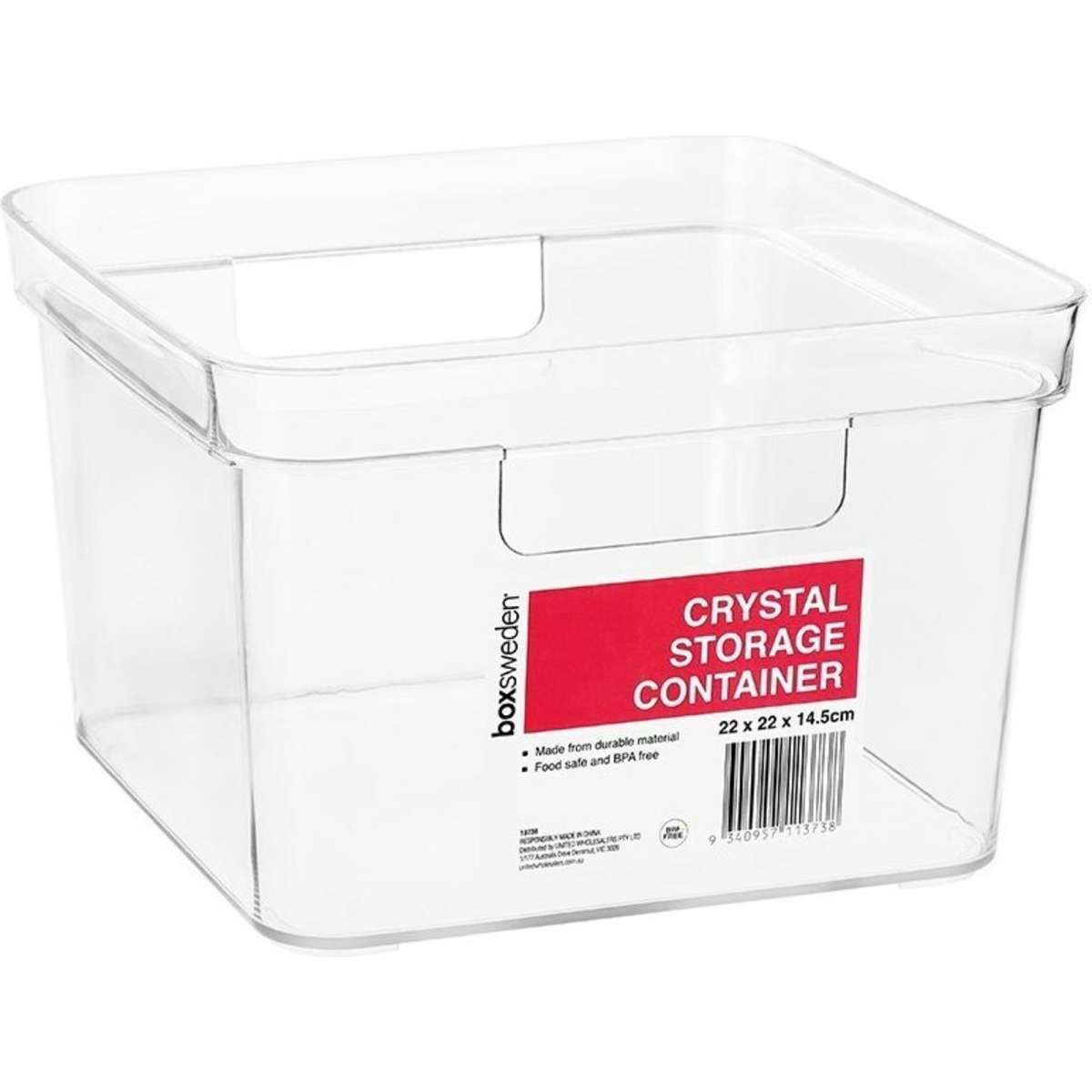 Boxsweden Crystal Square Storage Container - Clear 22x14.5cm | Woolworths