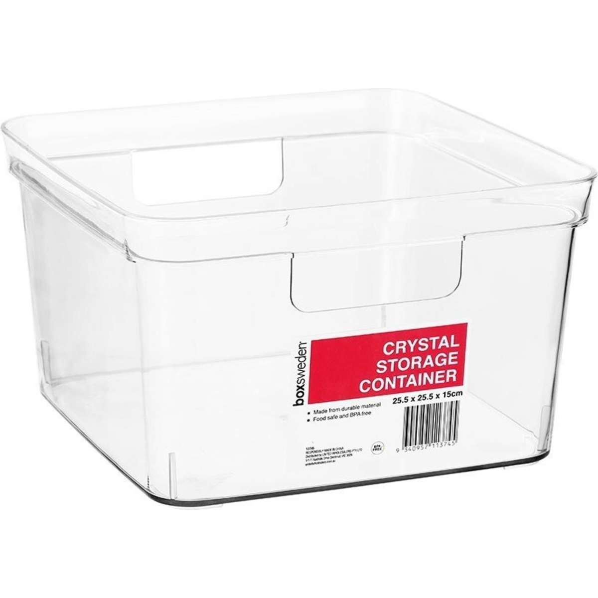 Boxsweden Crystal Square Storage Container Clear 25.5x15cm Woolworths