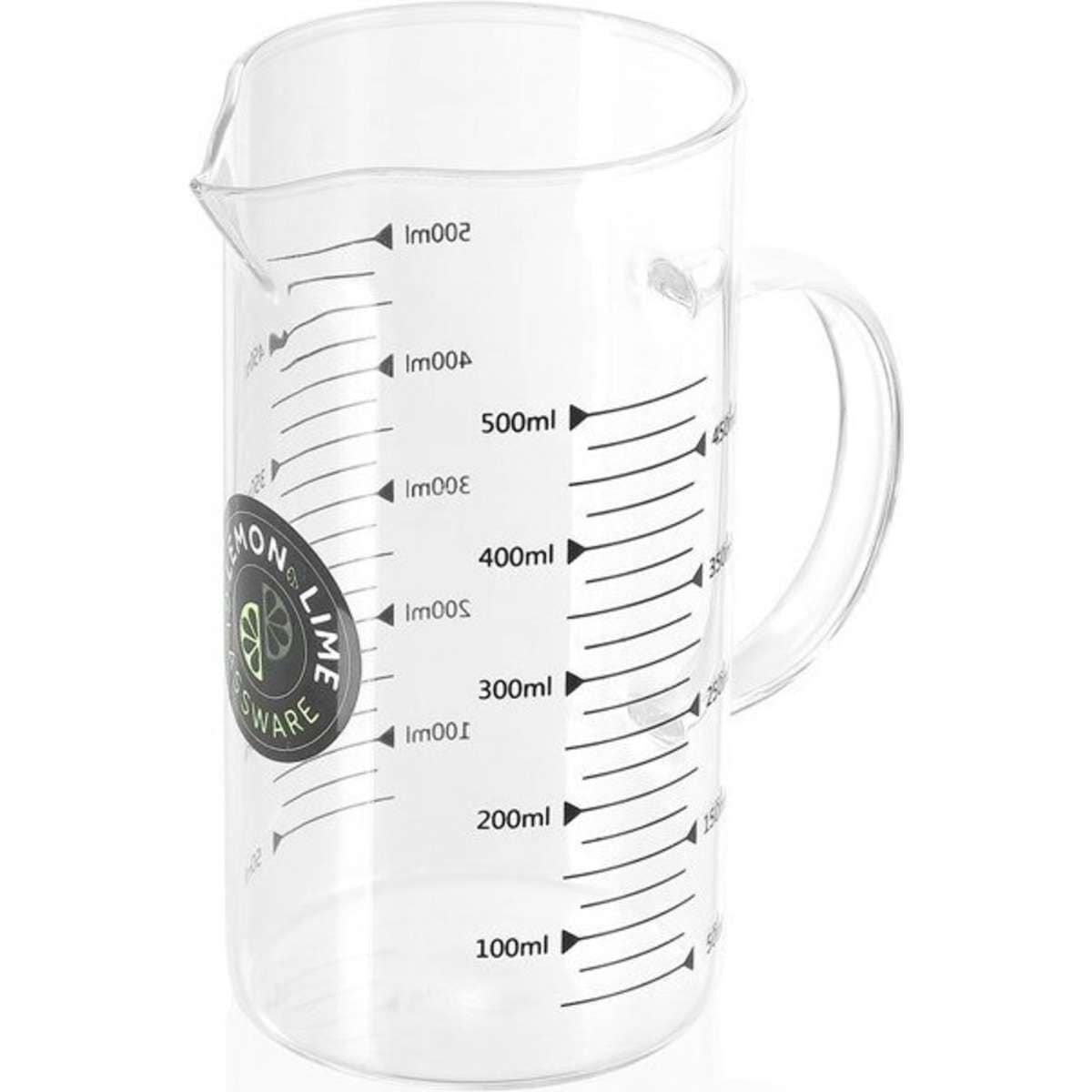 Lemon And Lime Glass Measuring Jug w/ Handle Clear 500ml/15cm