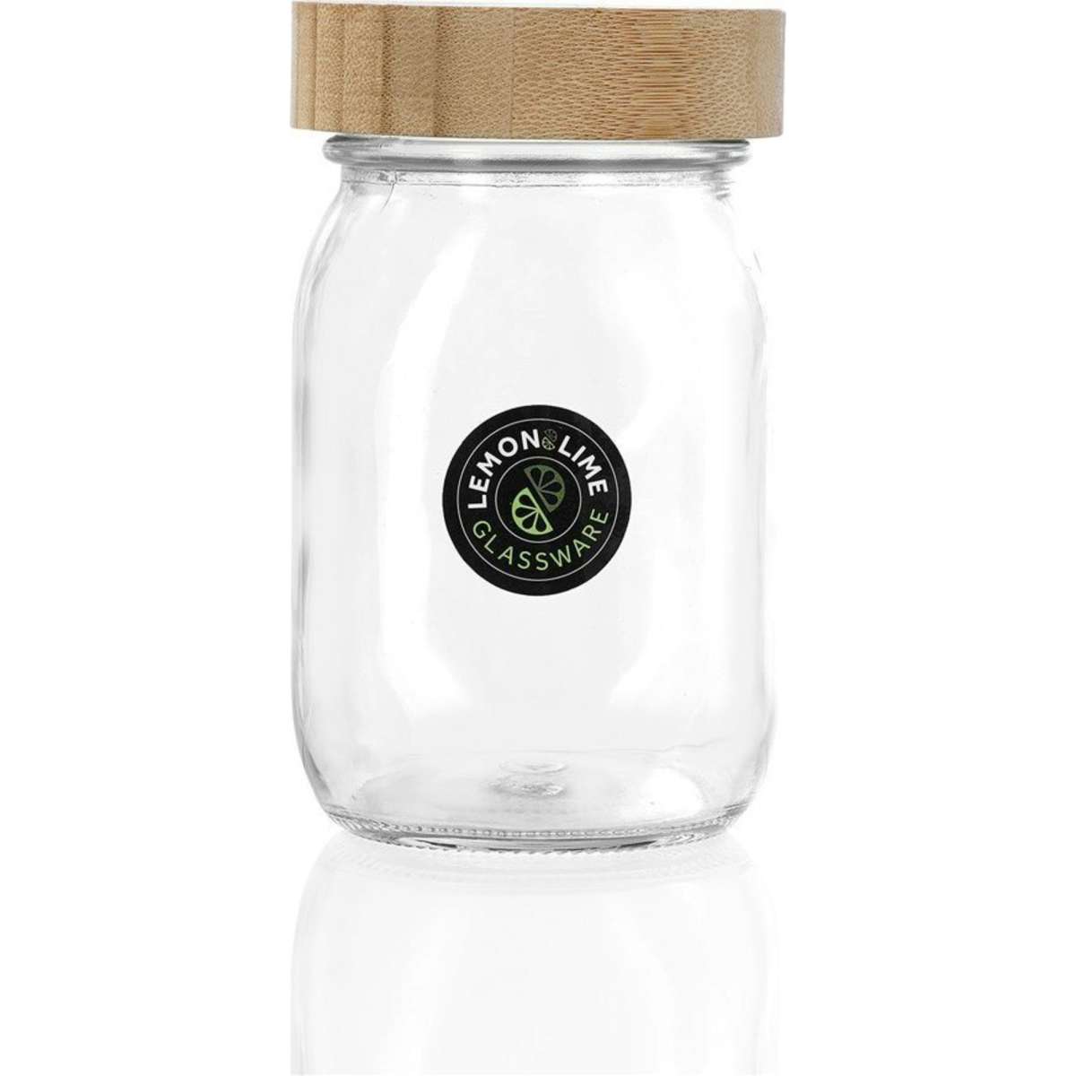 Lemon And Lime Glass Jar w/ Bamboo Lid Clear 550ml/13.5cm Woolworths