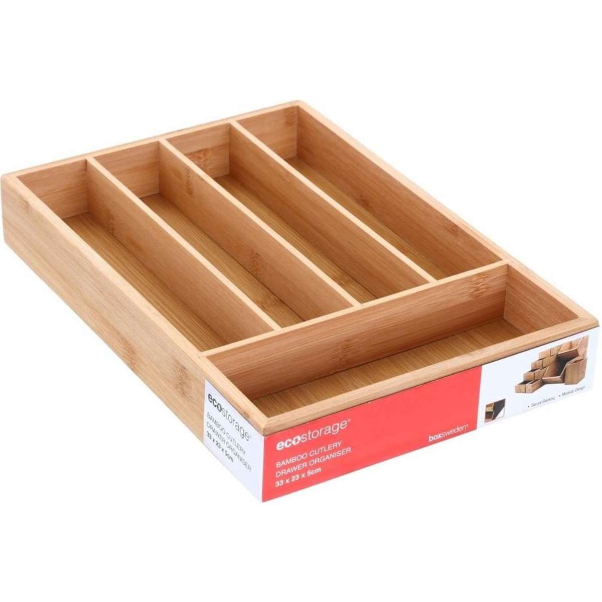 Boxsweden Bamboo Cutlery Drawer Organiser 5 Comp 33X23X5cm Woolworths