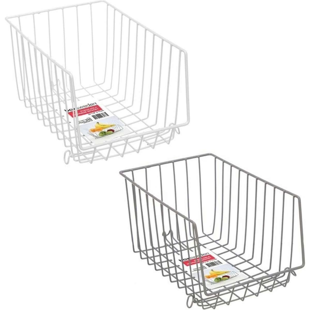 Boxsweden Wire Stackable Storage Basket 33X21X17cm Assorted Woolworths