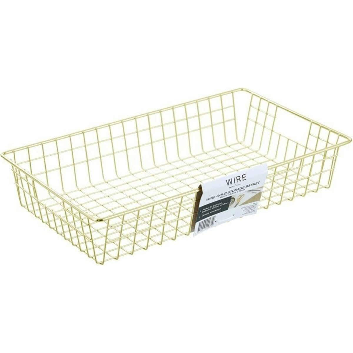 Boxsweden Wire Storage Basket Gold 40x7.5cm Woolworths