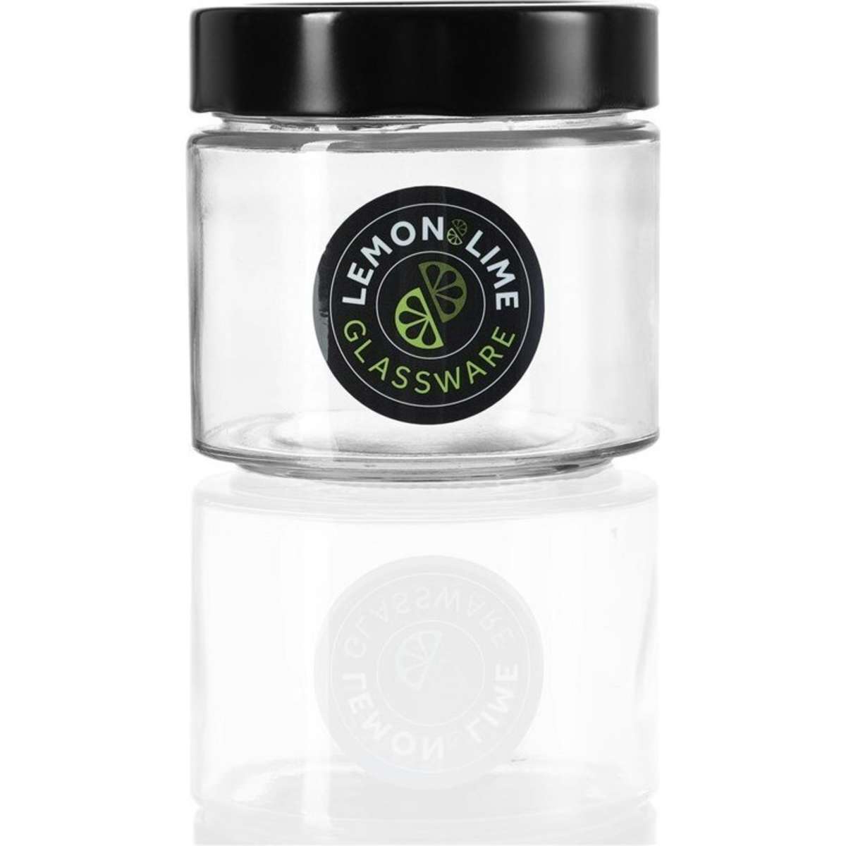Lemon And Lime Soho 360ml Glass Preserve Jar w/ Black Lid Clear