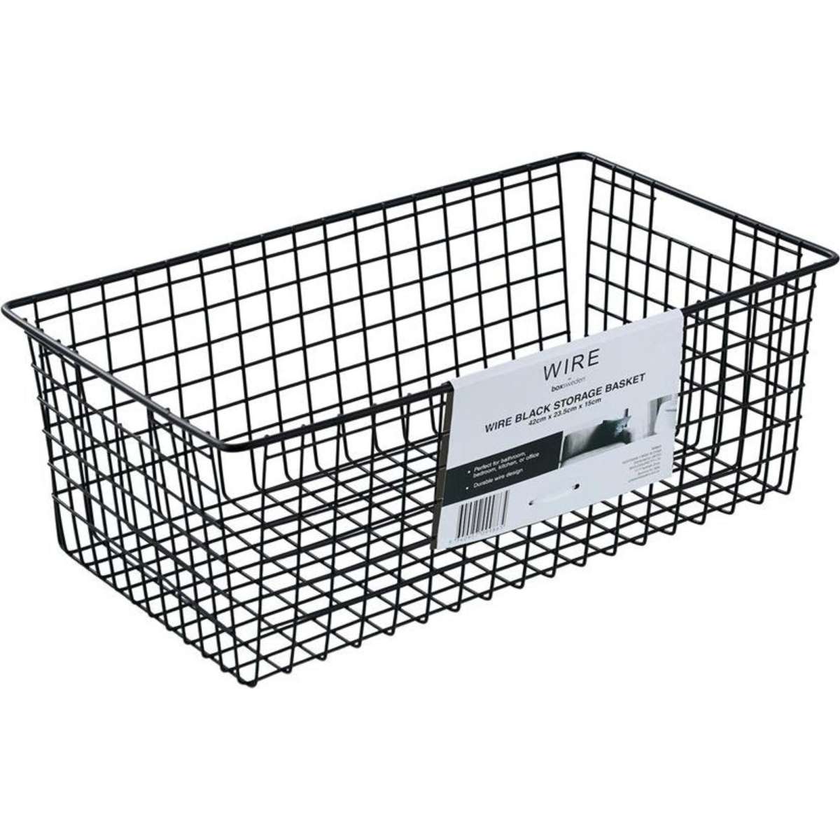 Box Sweden Wire Storage Basket Black 40x15cm Woolworths