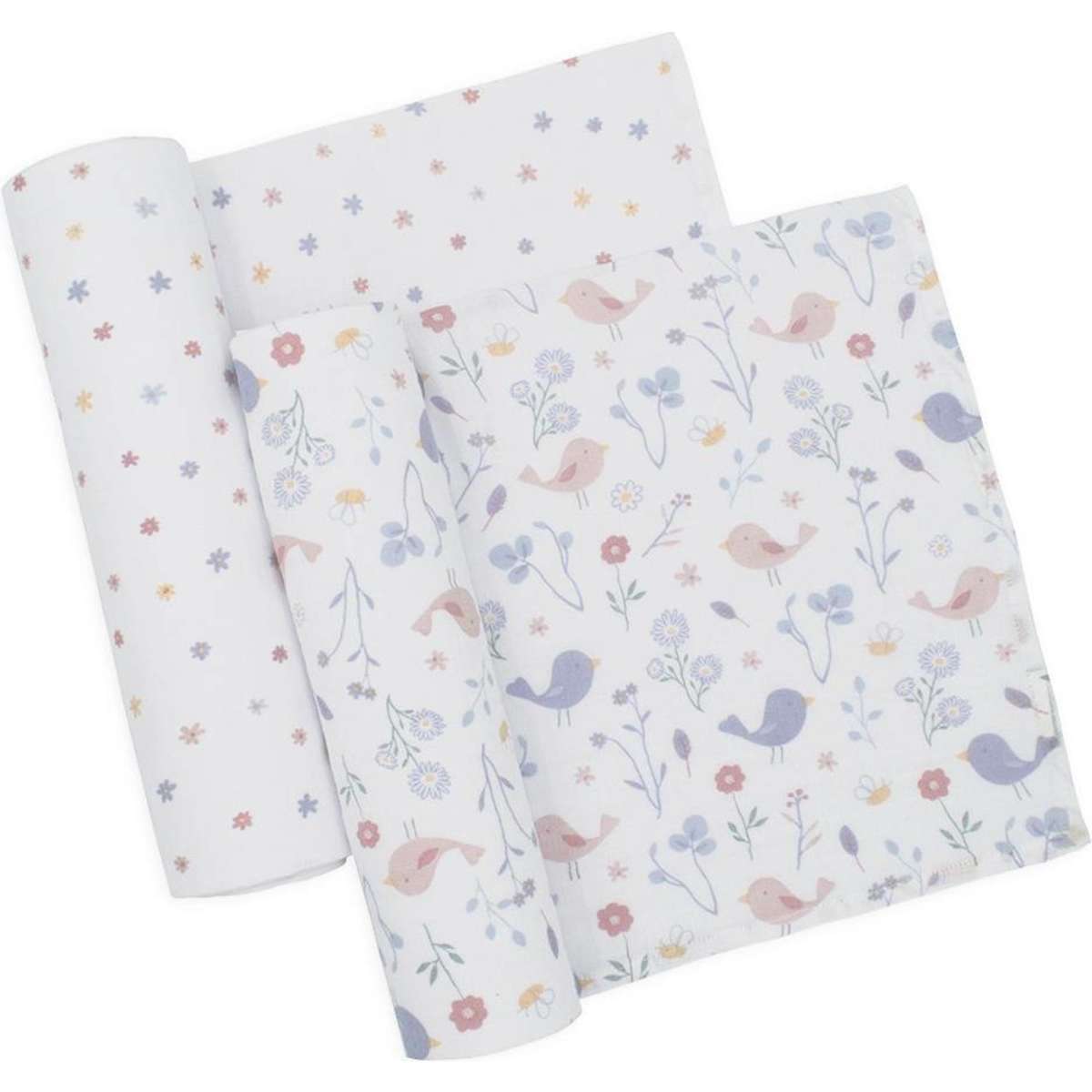 Living Textiles Muslin Swaddle Wraps Sweet Tweet 100x100cm 2pc Woolworths