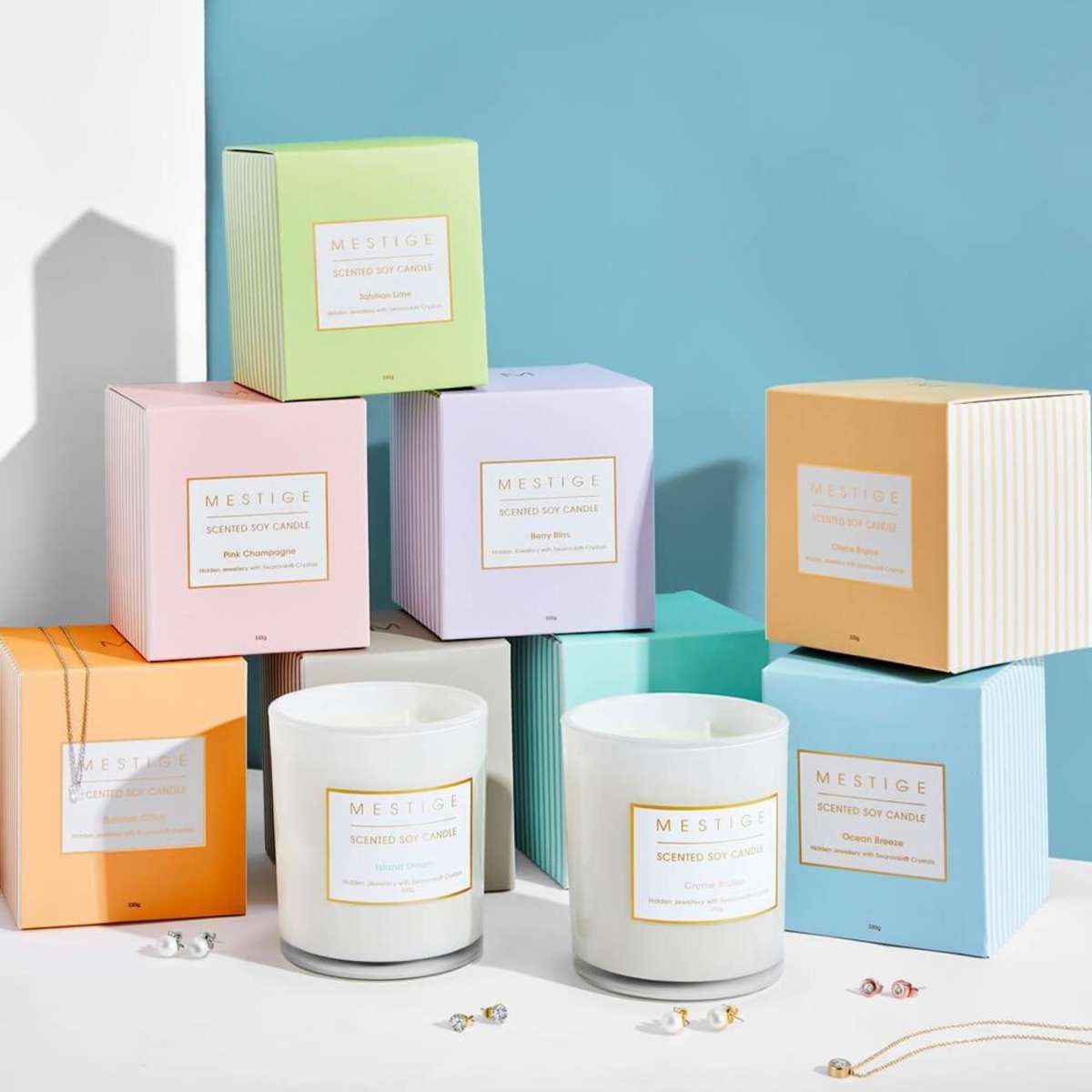 Mestige Pink Champagne Candle with Hidden Jewellery Woolworths