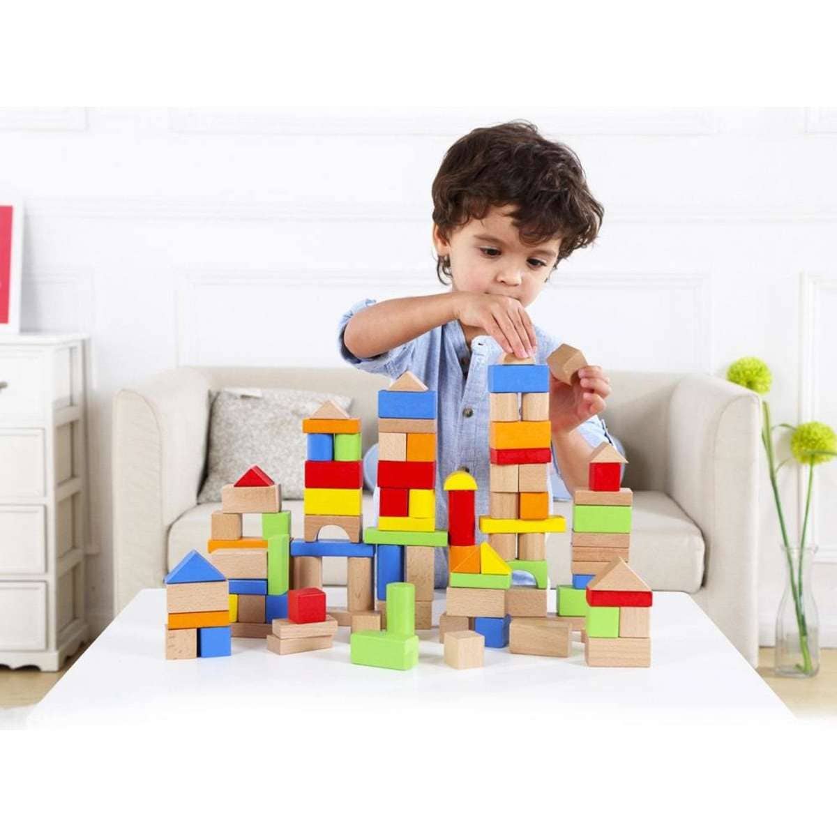 Tooky Toy Wooden Play Blocks 12m+ 100pc Woolworths