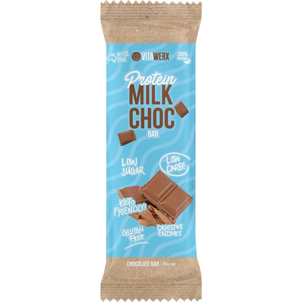 Vitawerx Protein Milk Chocolate Bar Box 12 x 35g Woolworths