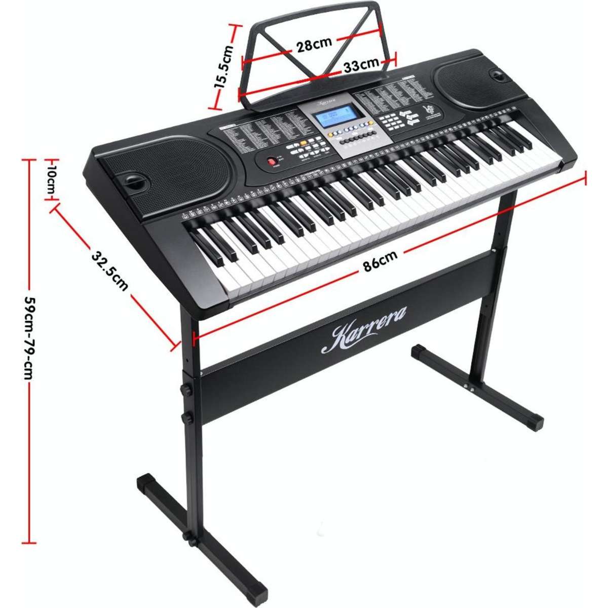 Karrera 61 Keys Electronic Keyboard Piano with Stand Black Woolworths