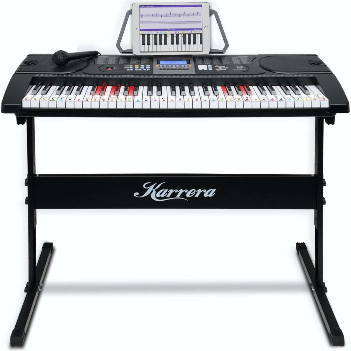 Karrera 61 Keys Electronic LED Keyboard Piano with Stand Black