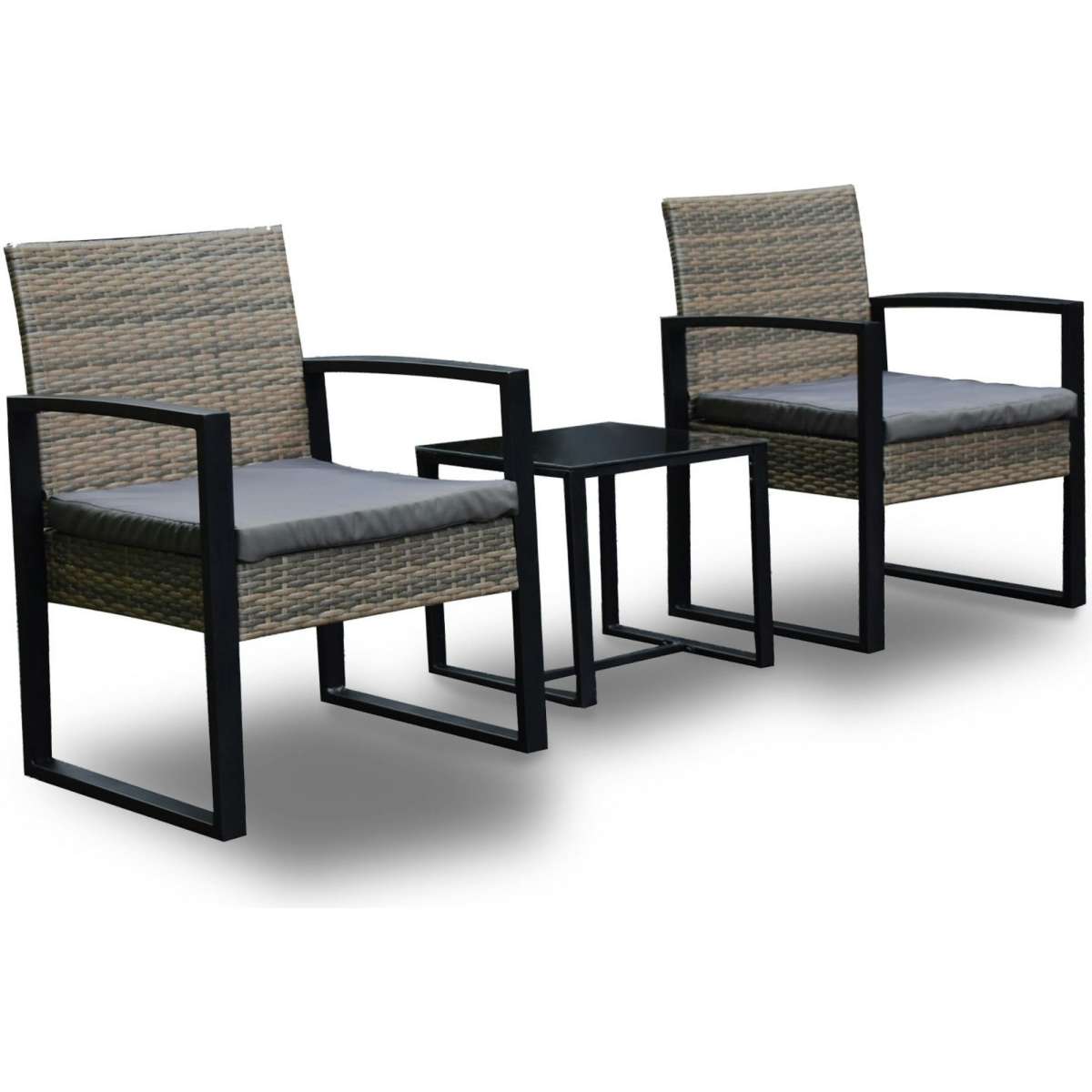Arcadia Furniture Outdoor Rattan Patio Set 3 Piece Oatmeal Grey Woolworths