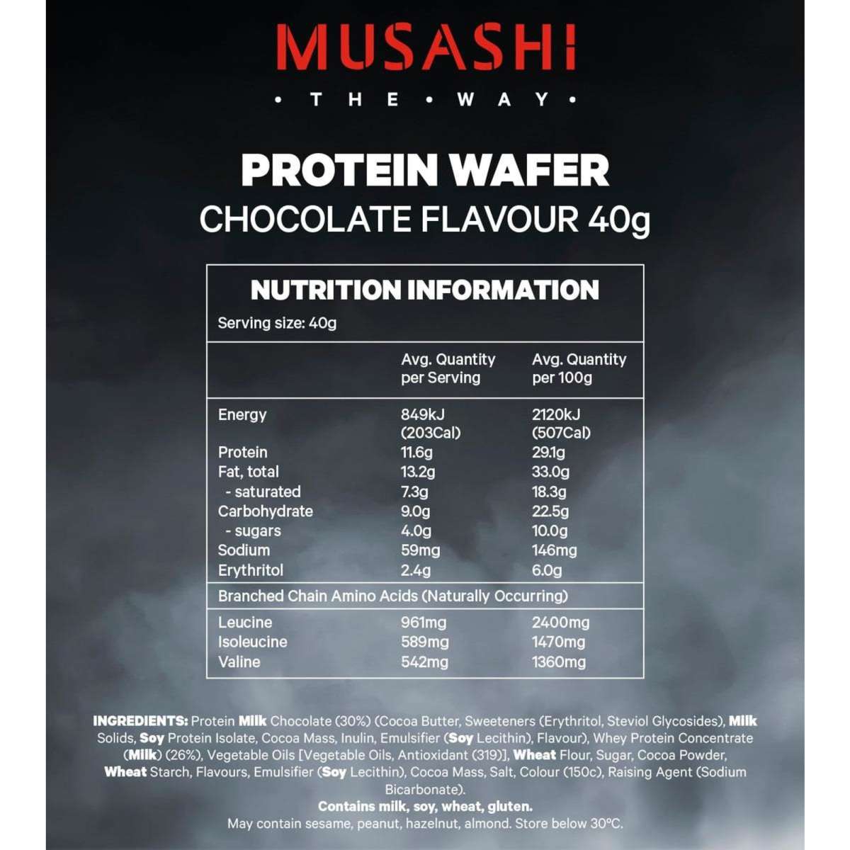 Musashi Chocolate Protein Wafer Box 12 X 40g Woolworths 3754