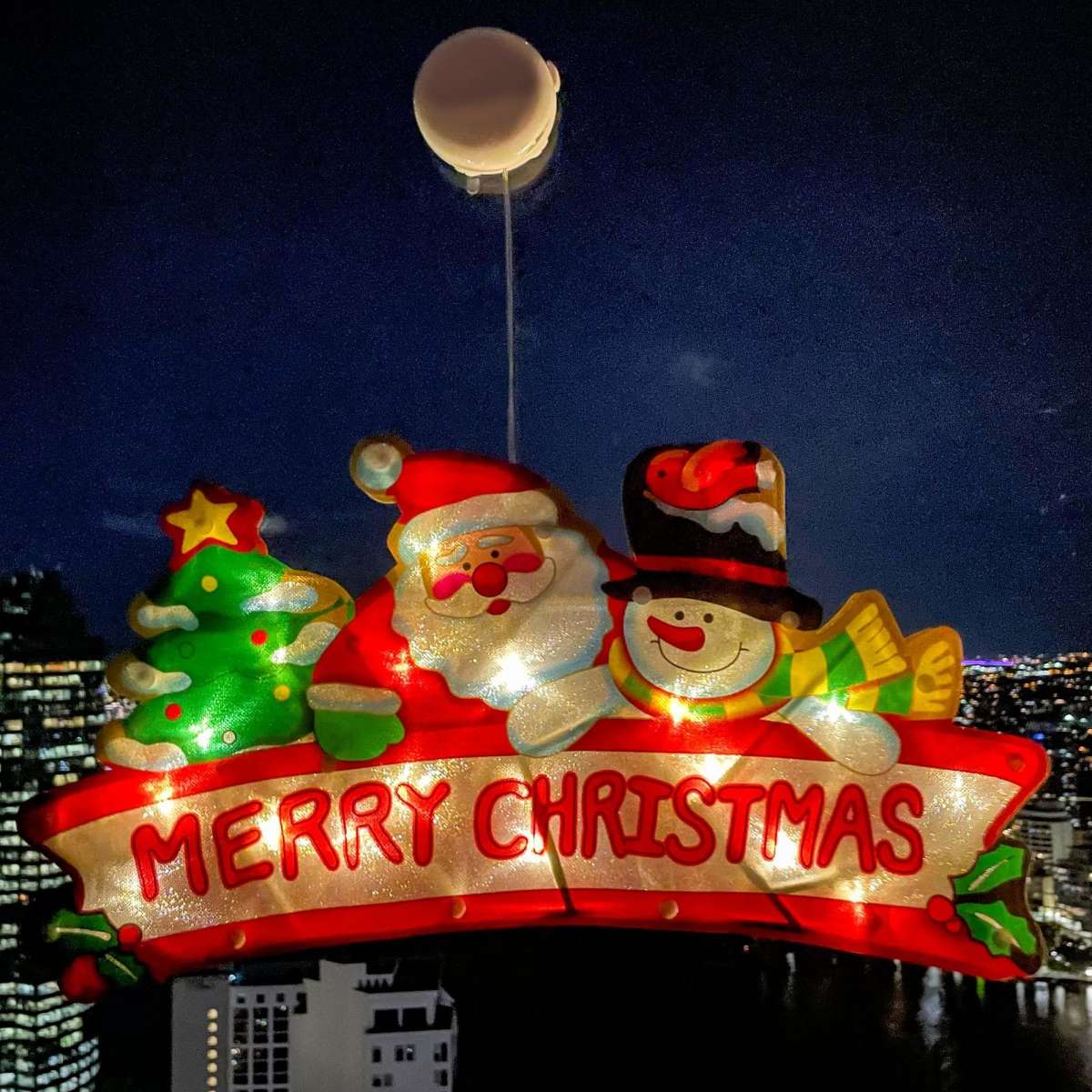 Xmas & Co. Window Suction Cup Hanging Light Large Merry Christmas Woolworths