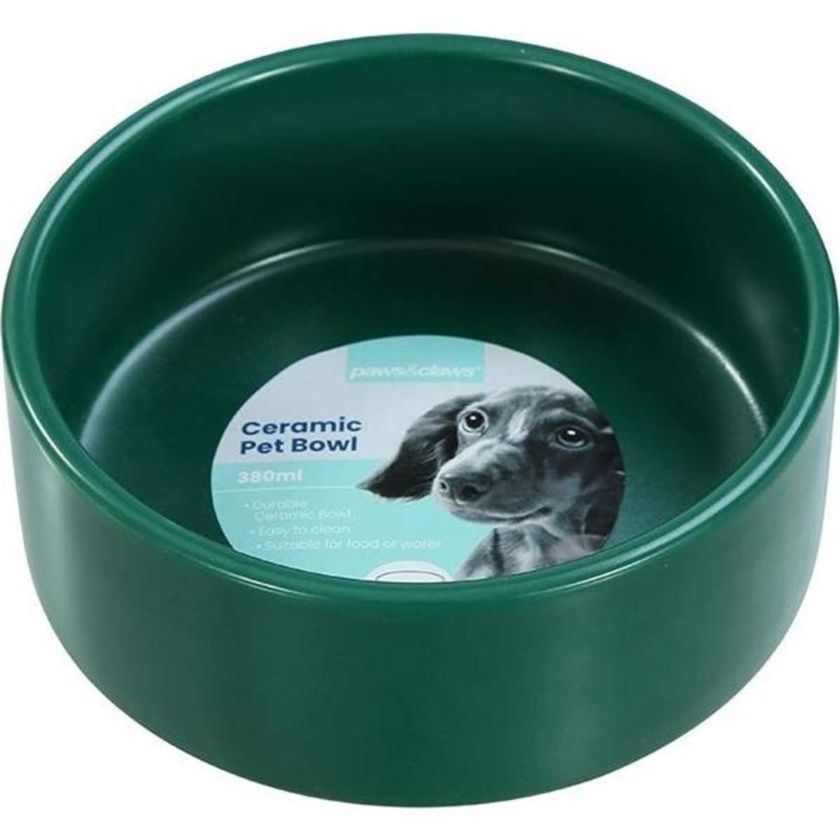 Paws And Claws Ceramic Pet Bowl Assorted White/Green/Grey 13cm/380ml ...