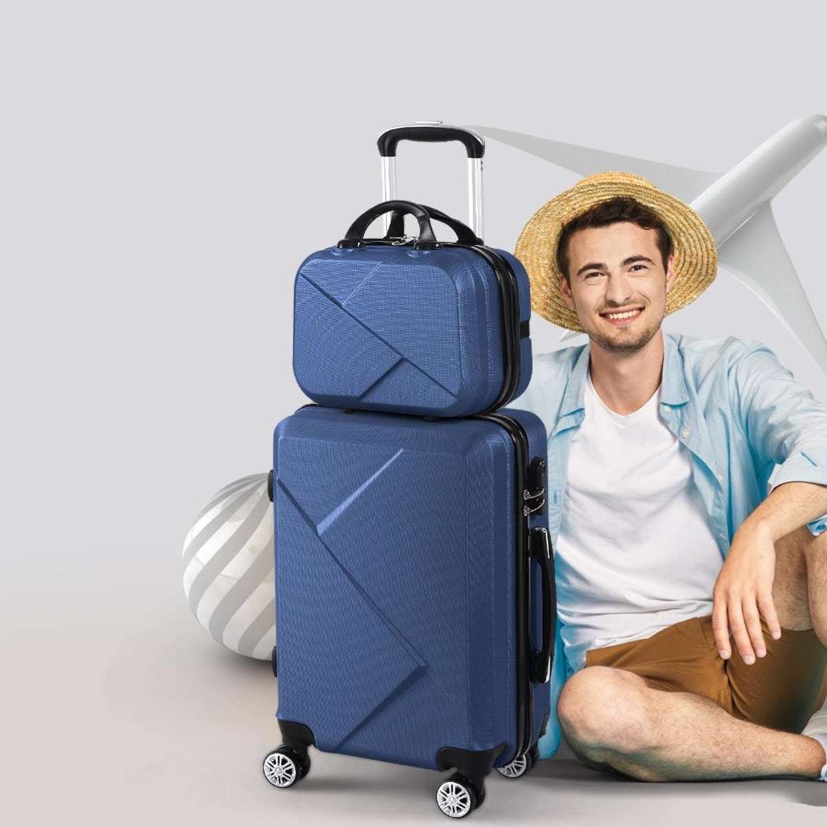 Slimbridge 2pcs 20"Travel Luggage Set Baggage Trolley Suitcase 12