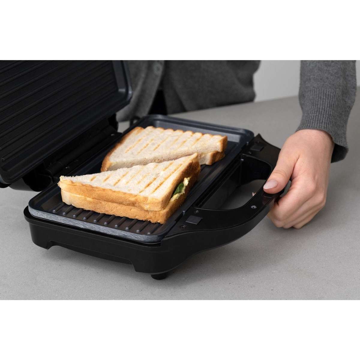 Healthy Choice Sandwich Press w/ 3 Interchangeable Plates Incl Toasties & Waffles Woolworths
