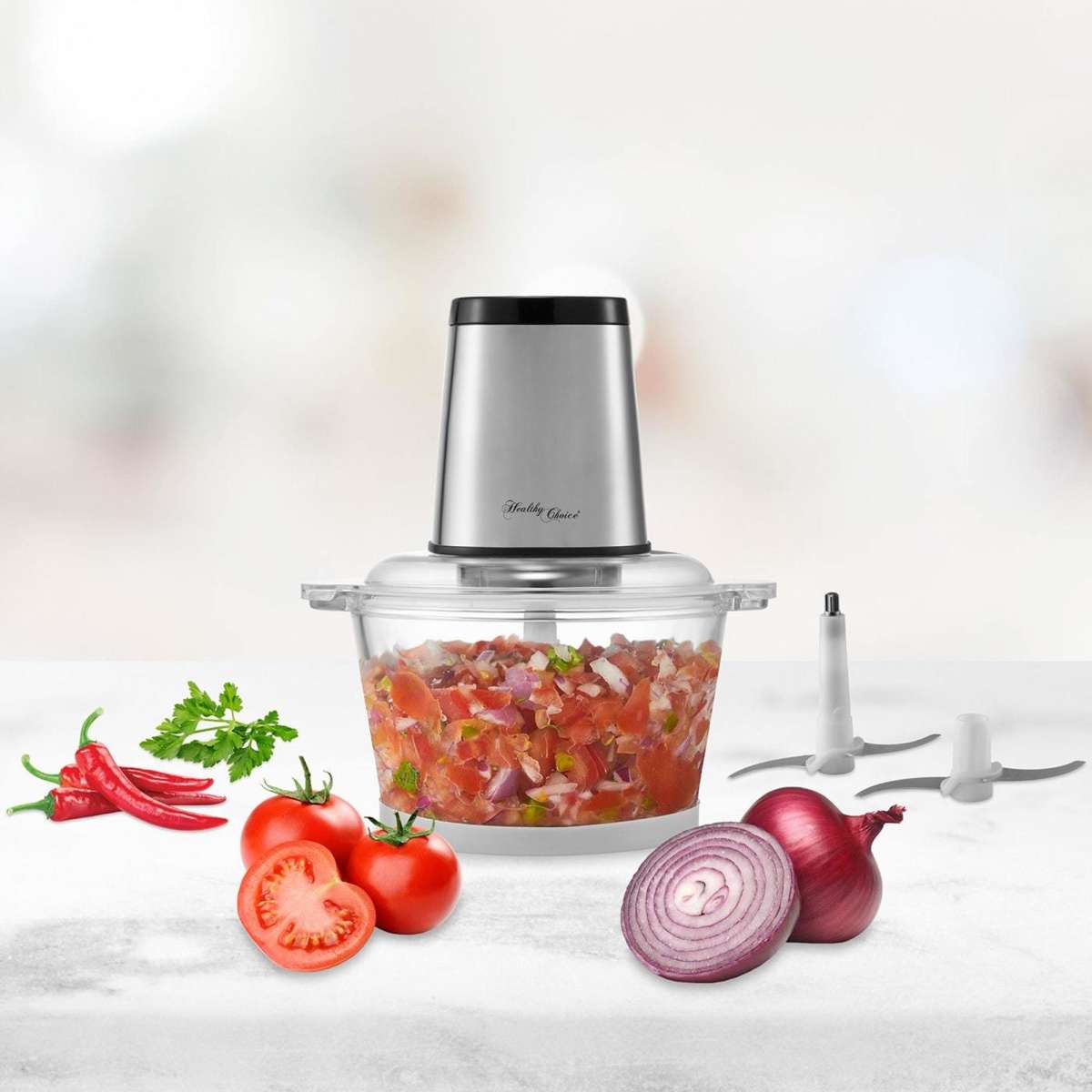 Healthy Choice Large Powerful Food Chopper/ Stainless Steel/ 2kg