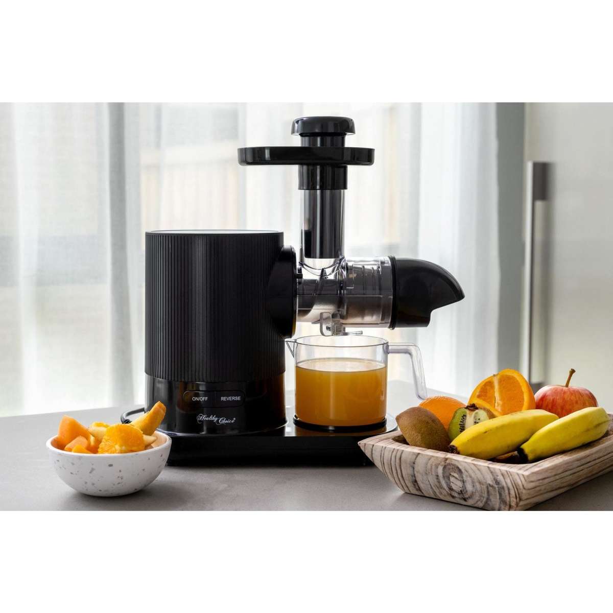 Healthy Choice Cold Press Slow Juicer with 500ml Juice & Pulp Containers (150W) Woolworths