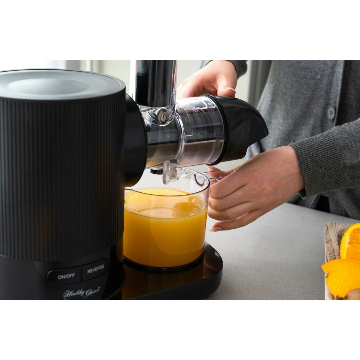 Healthy Choice Cold Press Slow Juicer with 500ml Juice & Pulp Containers (150W) Woolworths