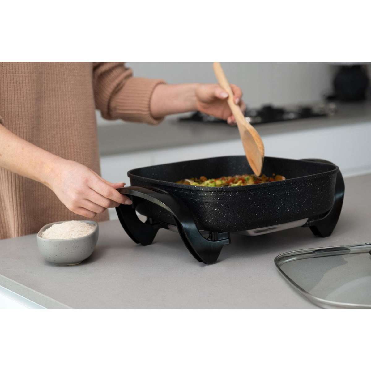 Healthy Choice 7.2L Capacity NonStick Stone Electric Fry Pan Woolworths