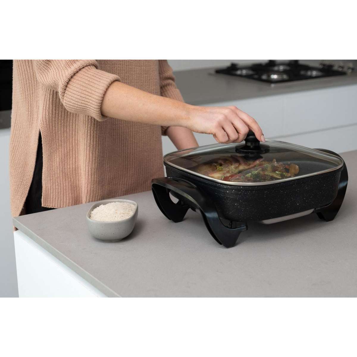 Healthy Choice 7.2L Capacity NonStick Stone Electric Fry Pan Woolworths