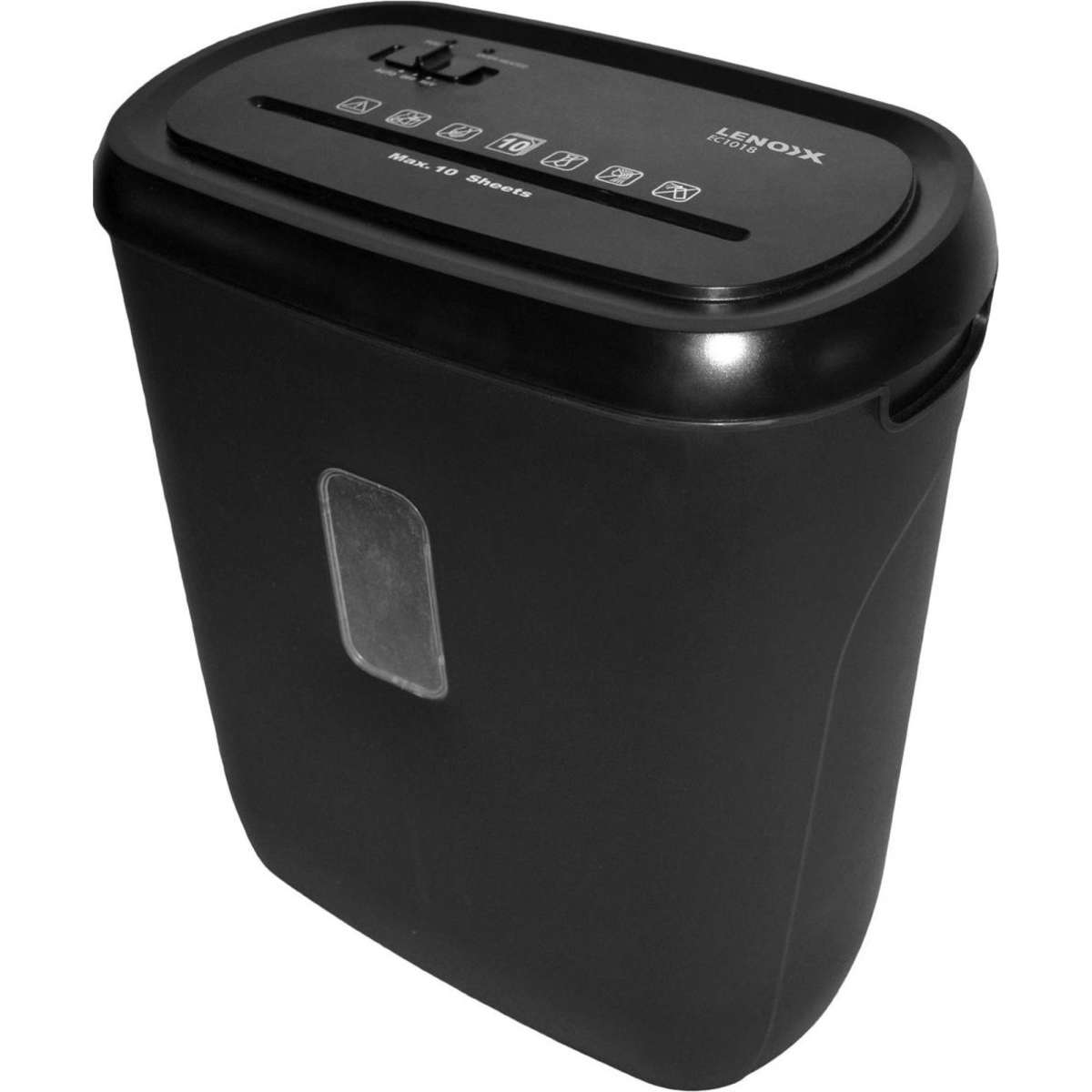 Lenoxx 10 Sheet Cross Cut Paper Shredder Machine (Black) 21L Capacity