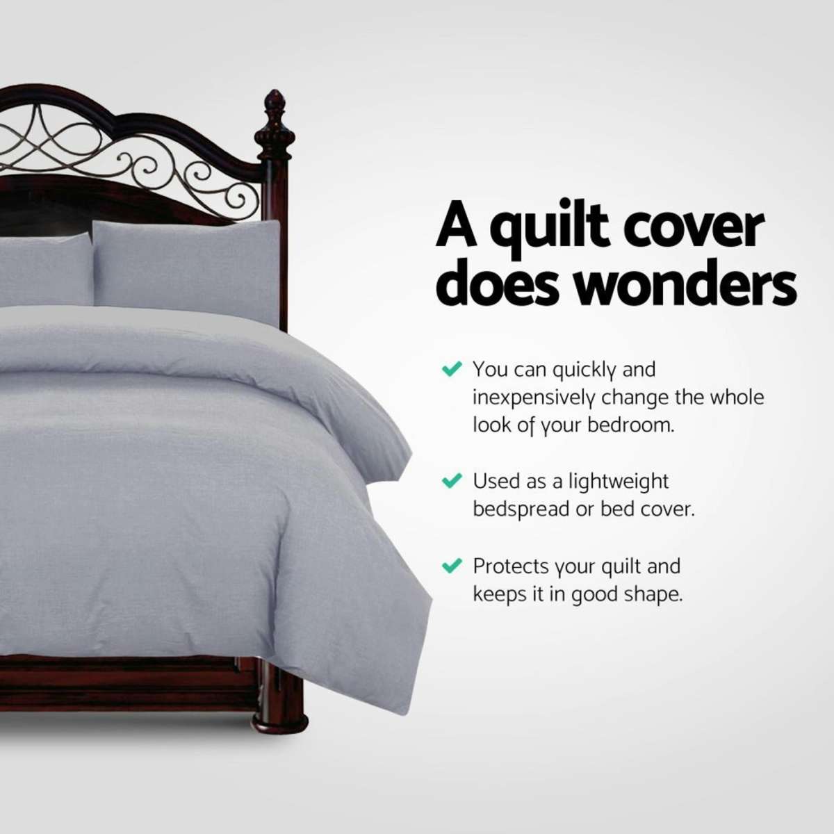 Giselle Bedding Quilt Cover Set Classic Grey Queen Woolworths