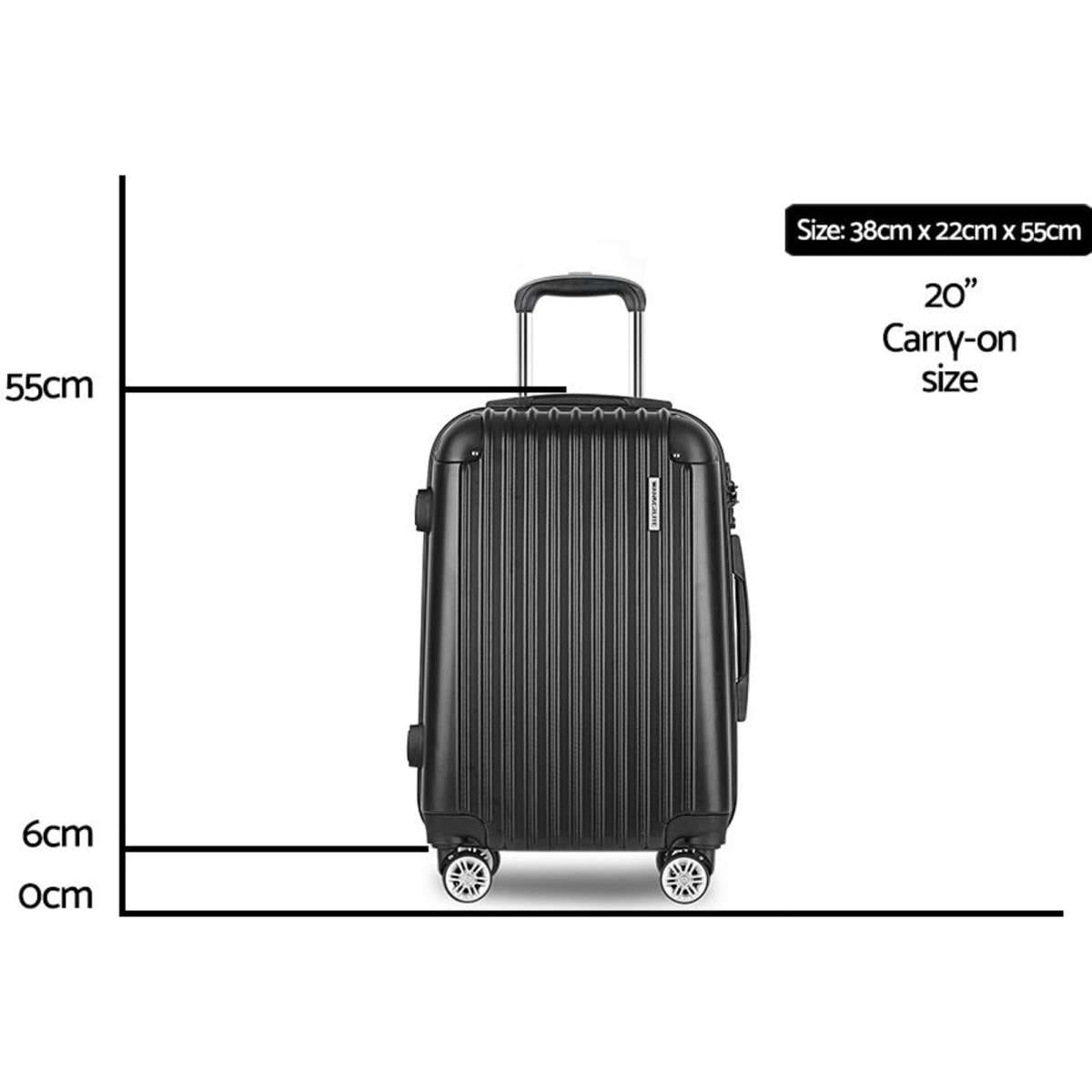 Wanderlite 20" 55cm Luggage Trolley Travel Set Suitcase Carry On Hard Shell Case Sets
