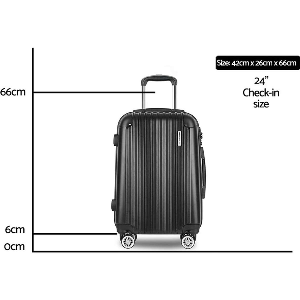 Wanderlite 24" 66cm Luggage Trolley Travel Set Suitcase Carry On Hard