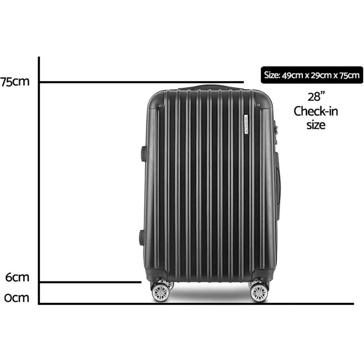 Wanderlite 28" 75cm Luggage Trolley Travel Set Suitcase Carry On Hard