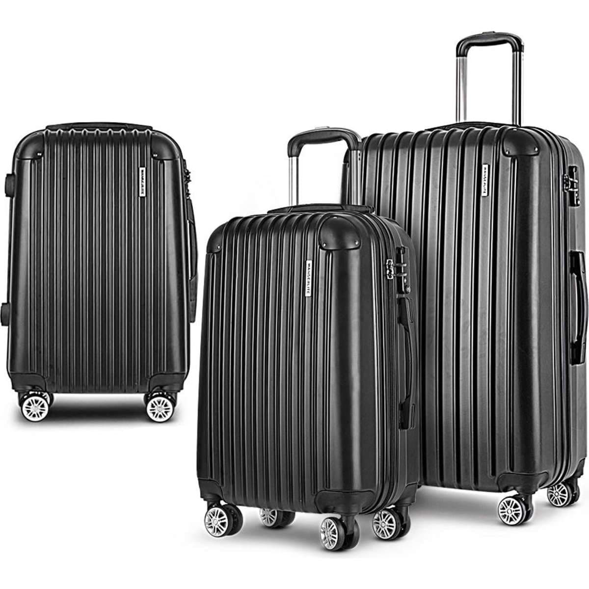 Wanderlite 3pcs Luggage Trolley Set Travel Suitcase Hard Case Carry On