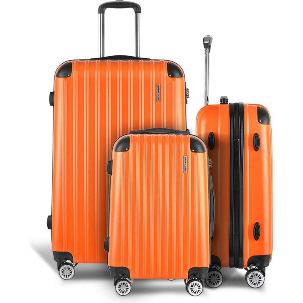 Wanderlite 3pc Luggage Trolley Travel Set Suitcase Carry On TSA Lock