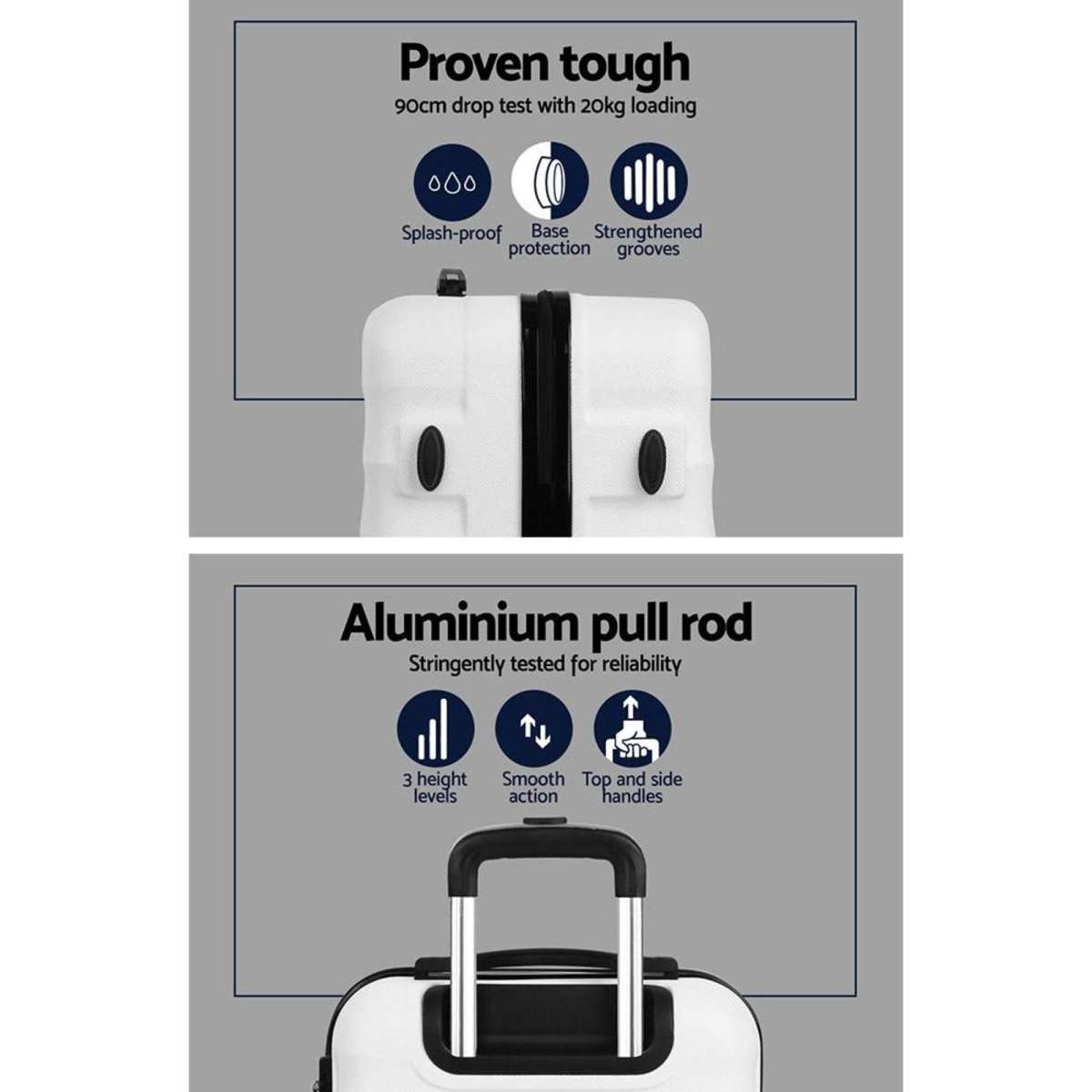 Wanderlite 3pcs Luggage Trolley Travel Suitcase Set TSA Hard Shell Case
