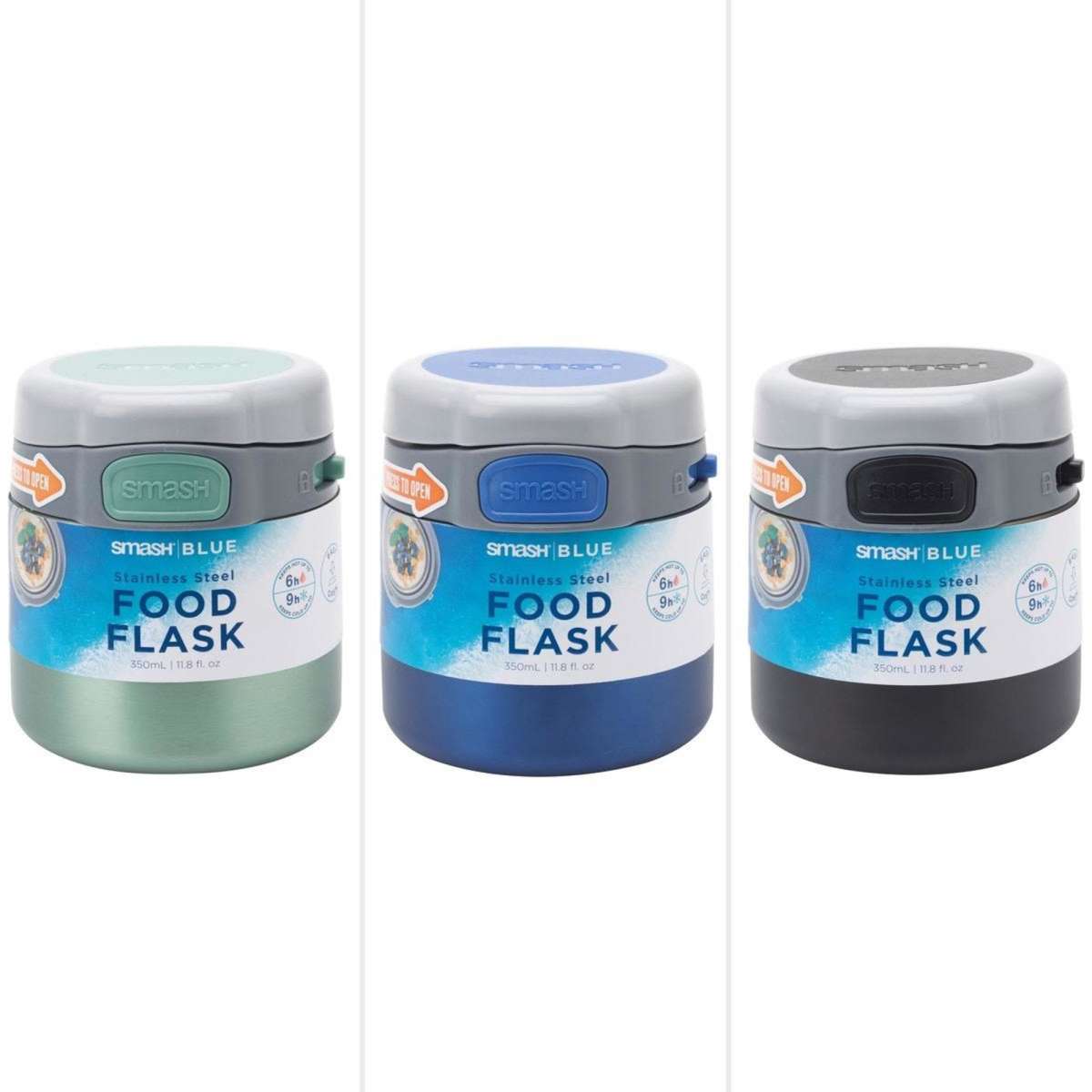 Smash Blue Stainless Steel Food Flask 350mL Designs may vary Woolworths