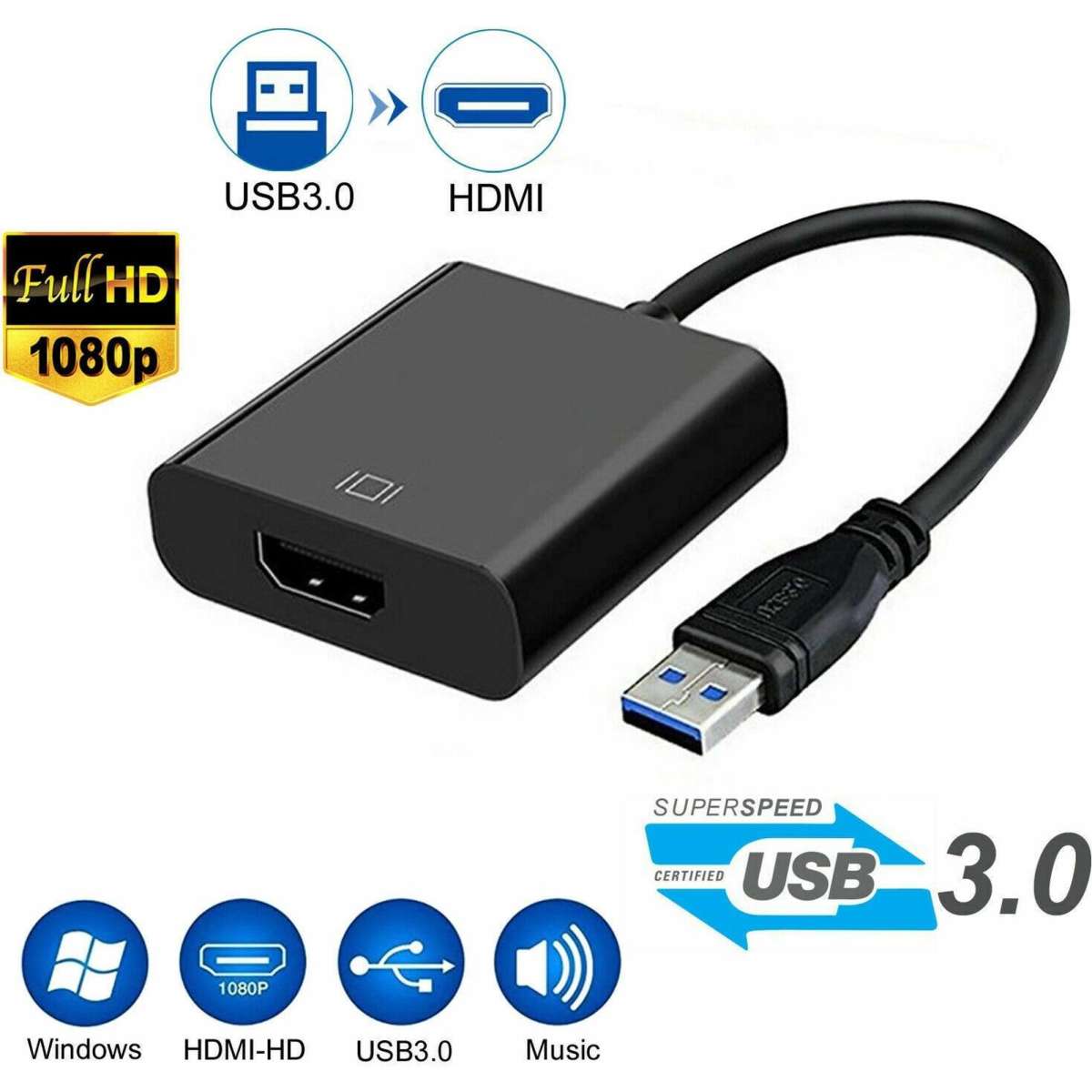 Tavice USB 3.0 Male to HDMI Female Adapter Converter Woolworths