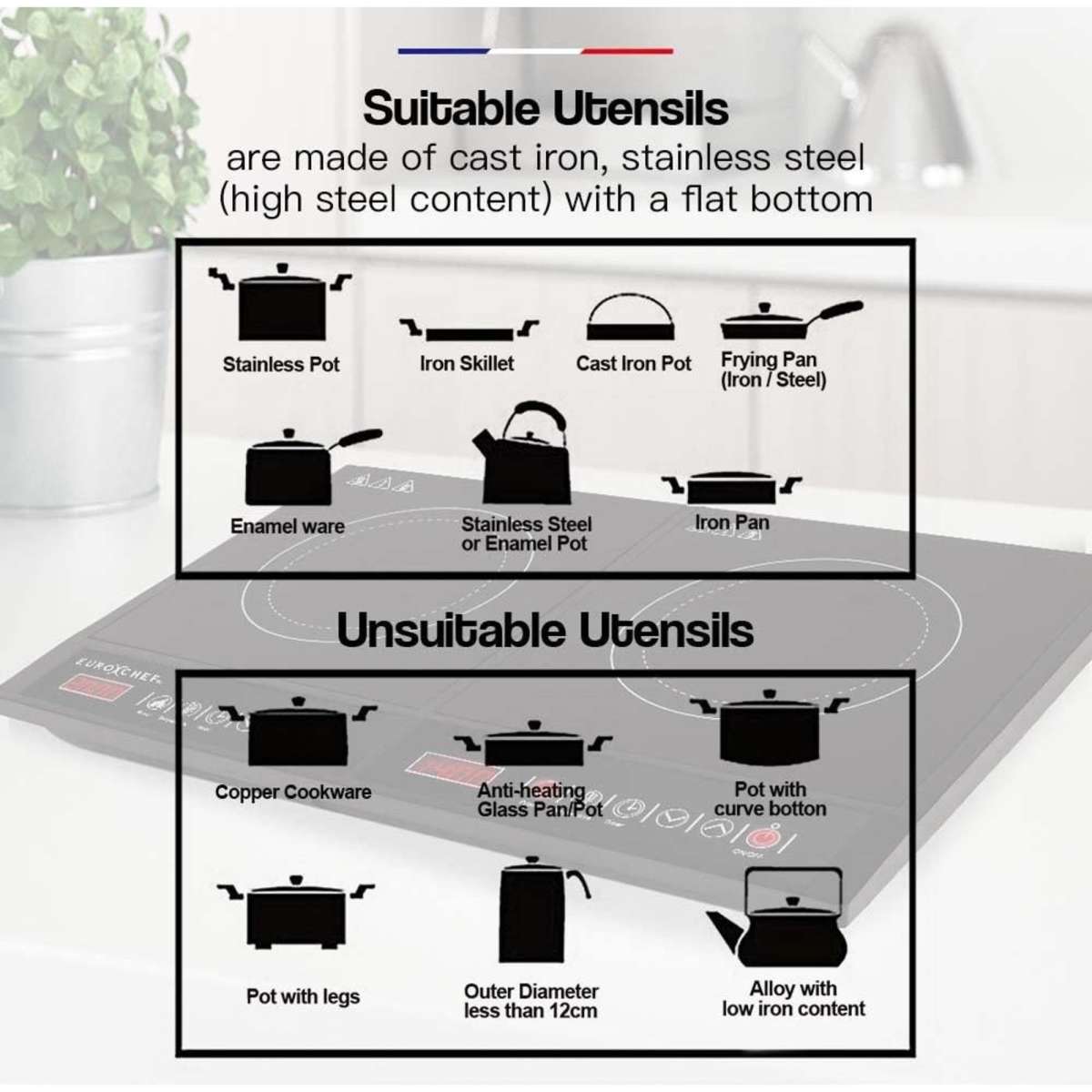 Eurochef Electric Induction Cooktop Portable Kitchen Ceramic Cooker