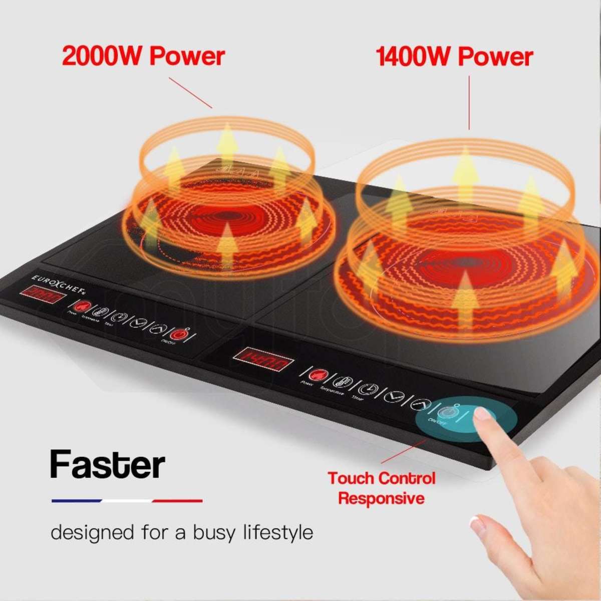 Eurochef Electric Induction Cooktop Portable Kitchen Ceramic Cooker